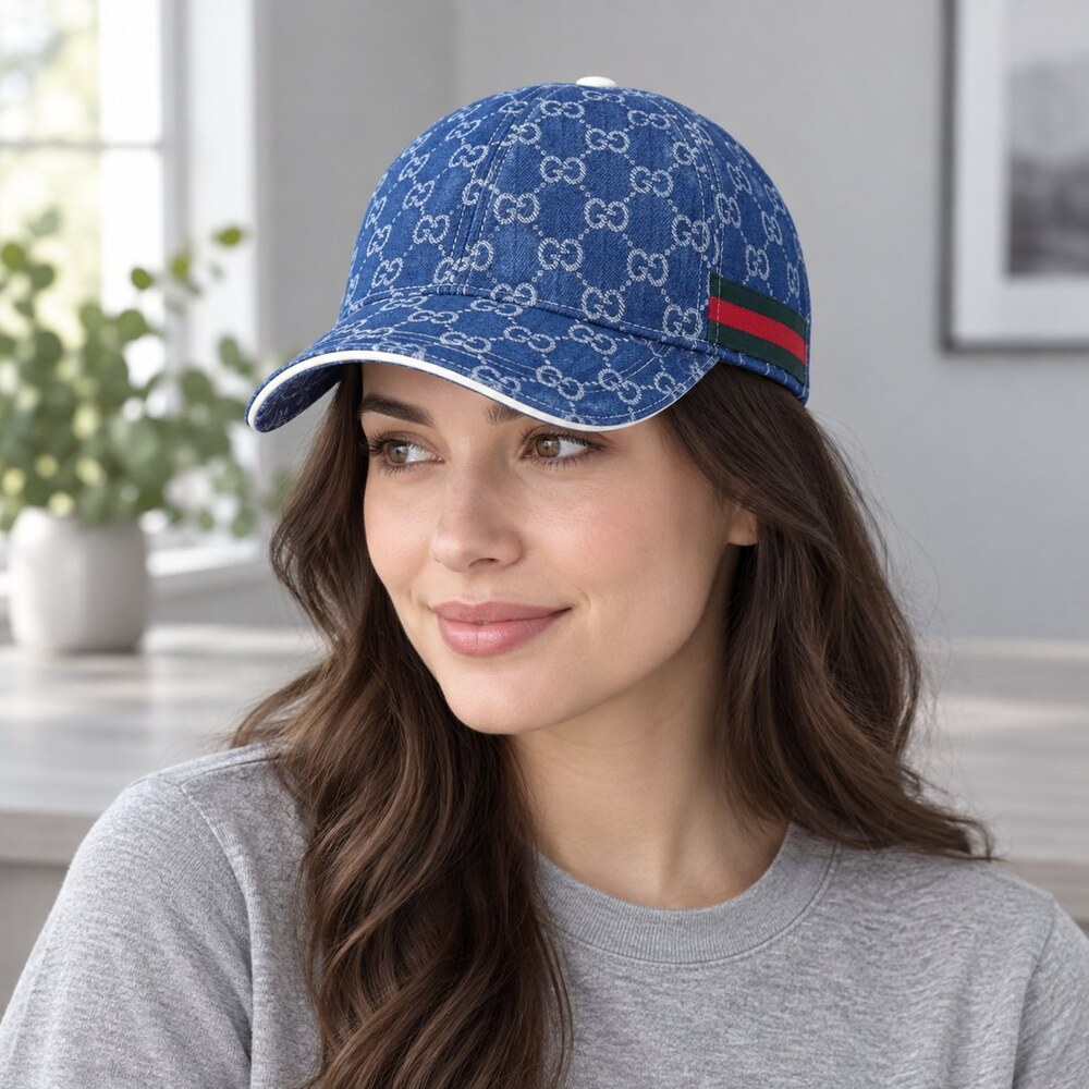 Gucci Blue GG Denim Baseball Cap - Picture 2 of 6